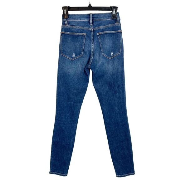 Frame Le High Skinny Jeans Clyde Medium Wash Ripped Distressed - Women's Size 25 - Picture 2 of 7